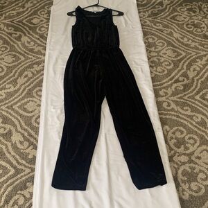 Green Envelope Black Velvet Jumpsuit